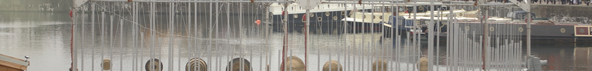 A massive array of tubular bells on the dockside